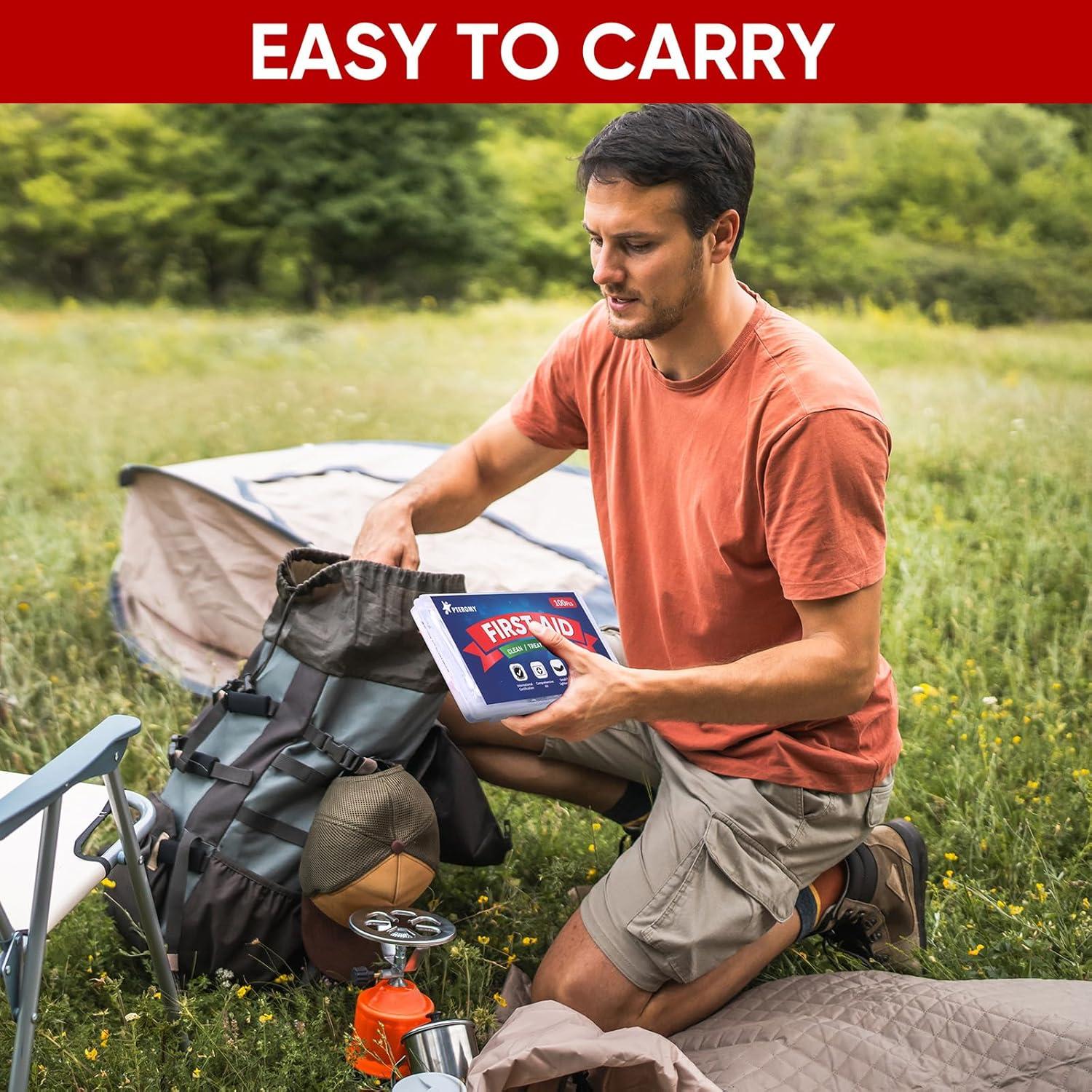 image:imagePTEROMY 150 Piece Mini First Aid Kit Portable Small Emergency Kits Compact 1st Aid Kit for Car Travel Home Camping Outdoor Hiking100PCS