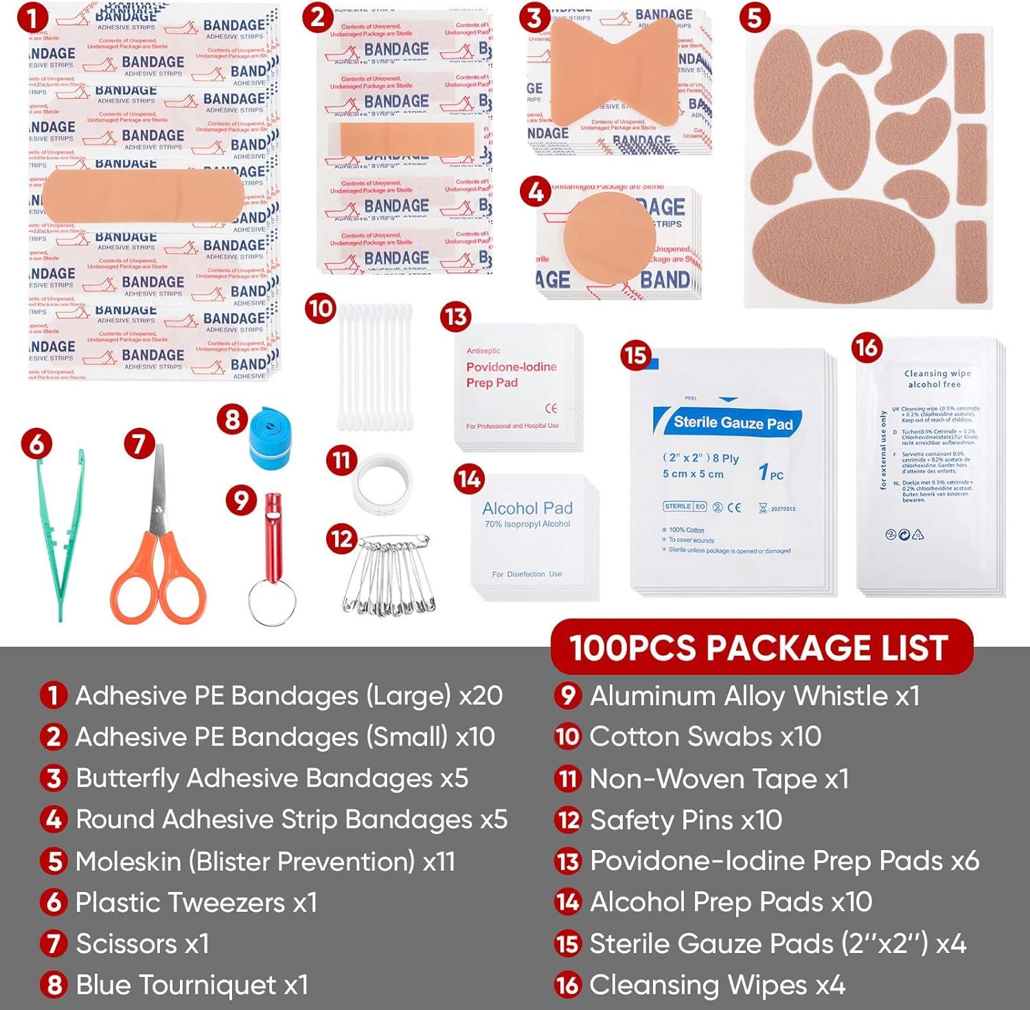 image:imagePTEROMY 150 Piece Mini First Aid Kit Portable Small Emergency Kits Compact 1st Aid Kit for Car Travel Home Camping Outdoor Hiking100PCS