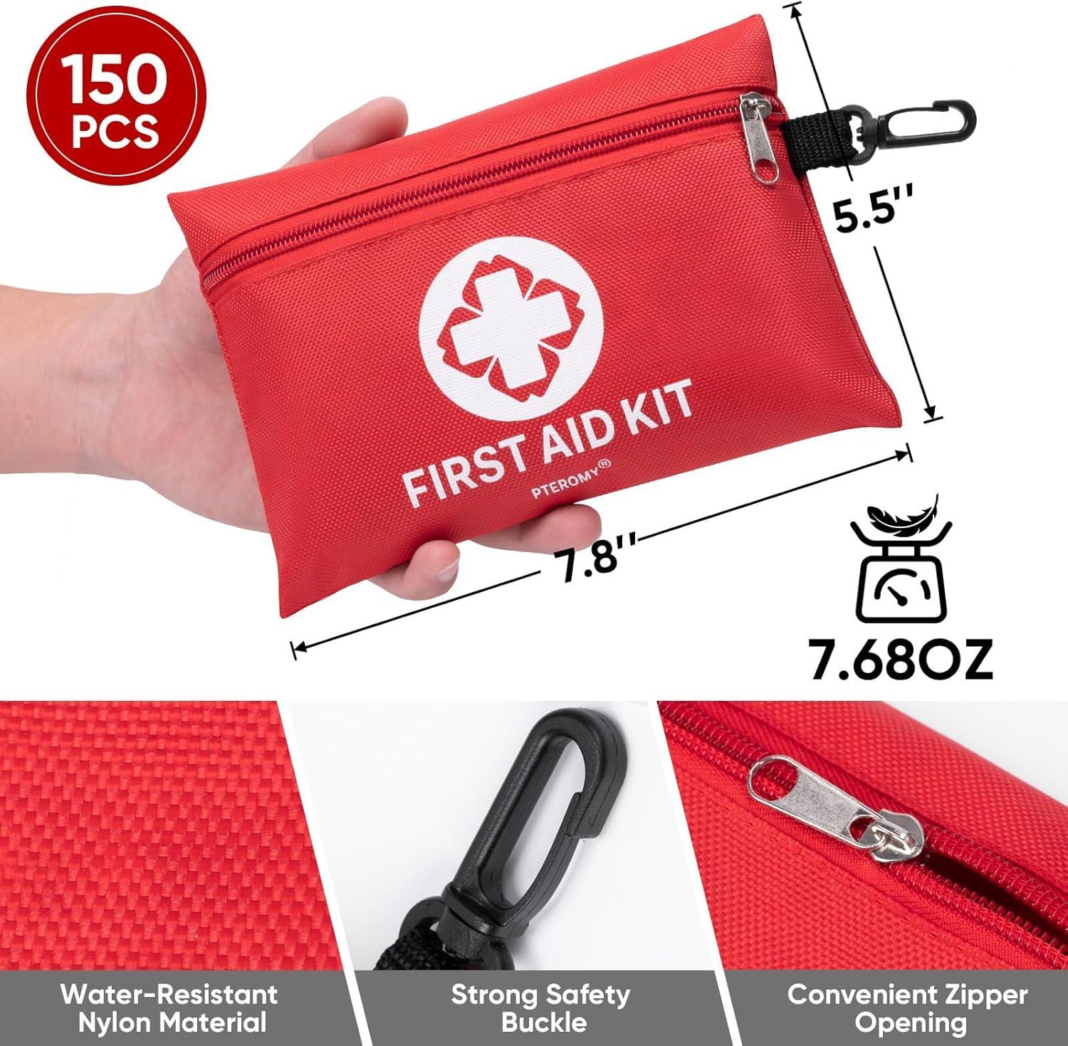 image:imagePTEROMY 150 Piece Mini First Aid Kit Portable Small Emergency Kits Compact 1st Aid Kit for Car Travel Home Camping Outdoor Hiking150PCS