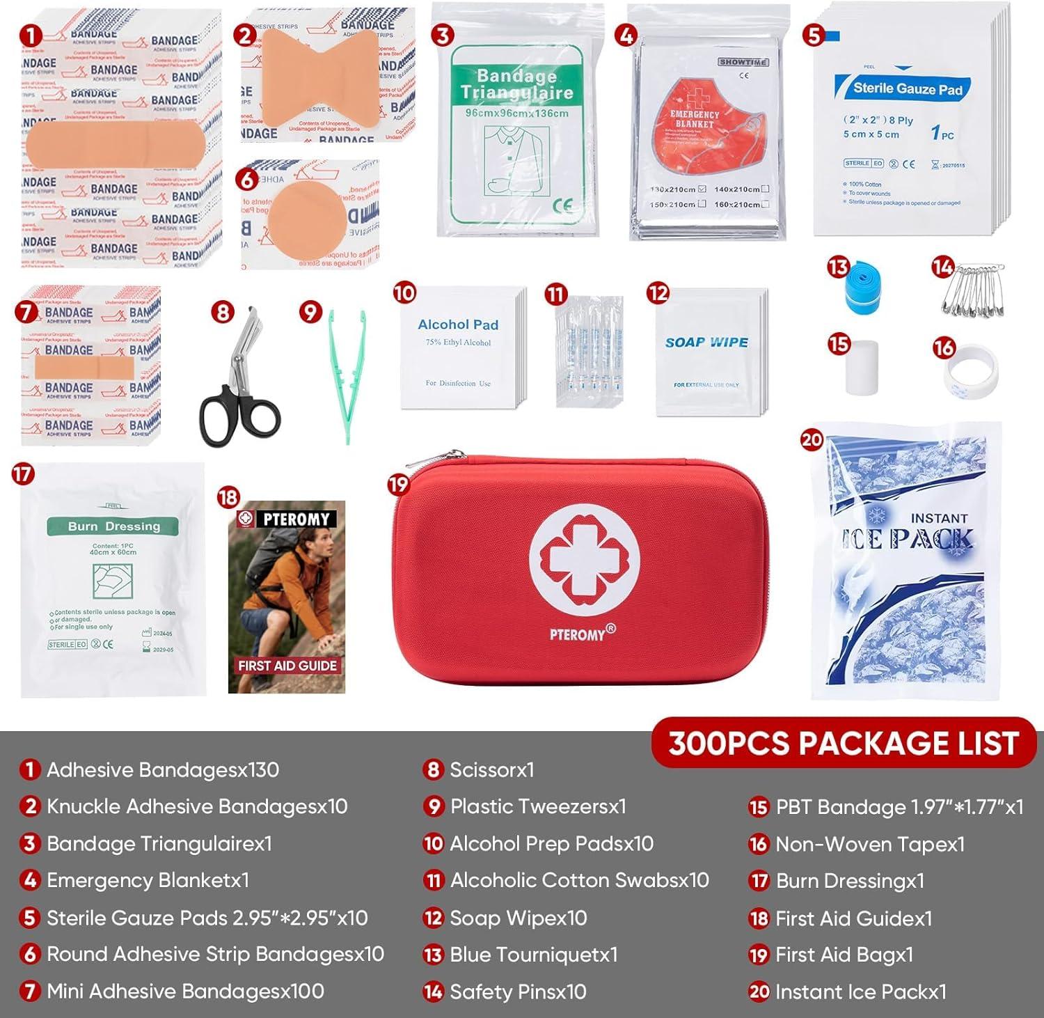 image:imagePTEROMY 150 Piece Mini First Aid Kit Portable Small Emergency Kits Compact 1st Aid Kit for Car Travel Home Camping Outdoor Hiking300PCS