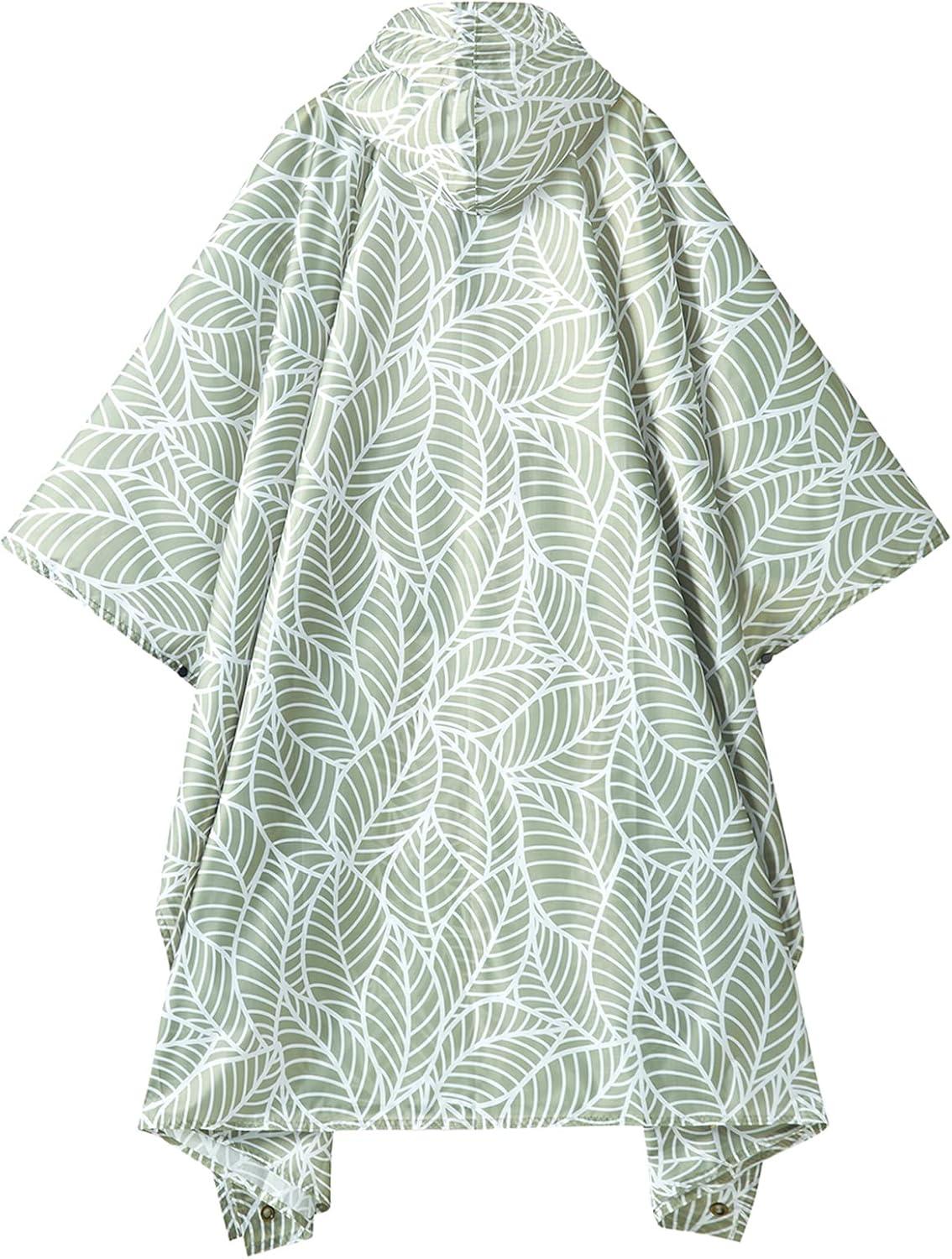image:imagePTEROMY 3in1 Hooded Rain Poncho for Adult with Pocket Waterproof Lightweight Unisex Raincoat for Hiking Camping EmergencyAntique Foliage 14 Zipper