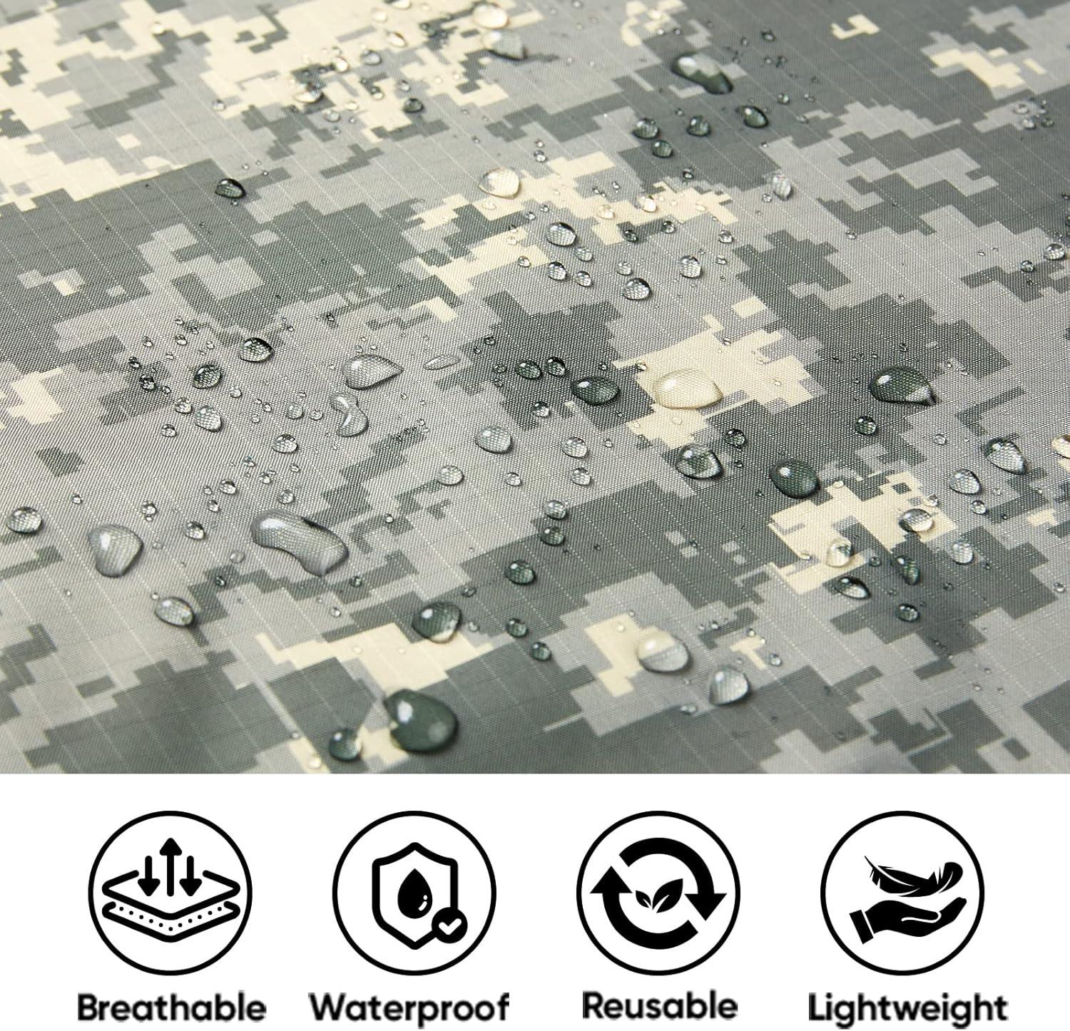 image:imagePTEROMY 3in1 Hooded Rain Poncho for Adult with Pocket Waterproof Lightweight Unisex Raincoat for Hiking Camping EmergencyGreen Digi Camo 14 Zipper