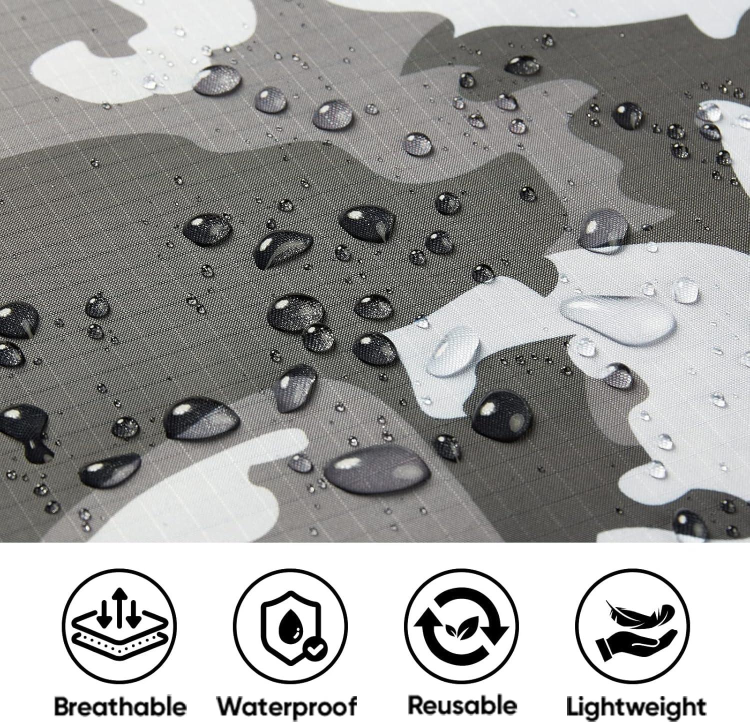 image:imagePTEROMY 3in1 Hooded Rain Poncho for Adult with Pocket Waterproof Lightweight Unisex Raincoat for Hiking Camping EmergencyGrey Camo