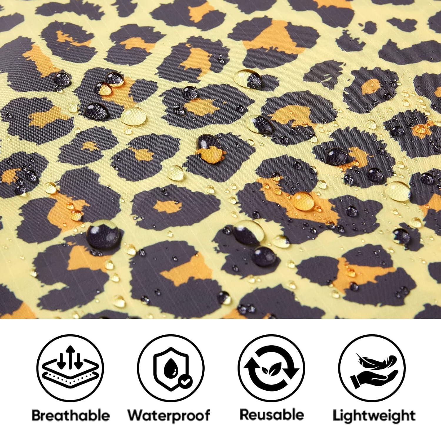 image:imagePTEROMY 3in1 Hooded Rain Poncho for Adult with Pocket Waterproof Lightweight Unisex Raincoat for Hiking Camping EmergencyLeopard 14 Zipper