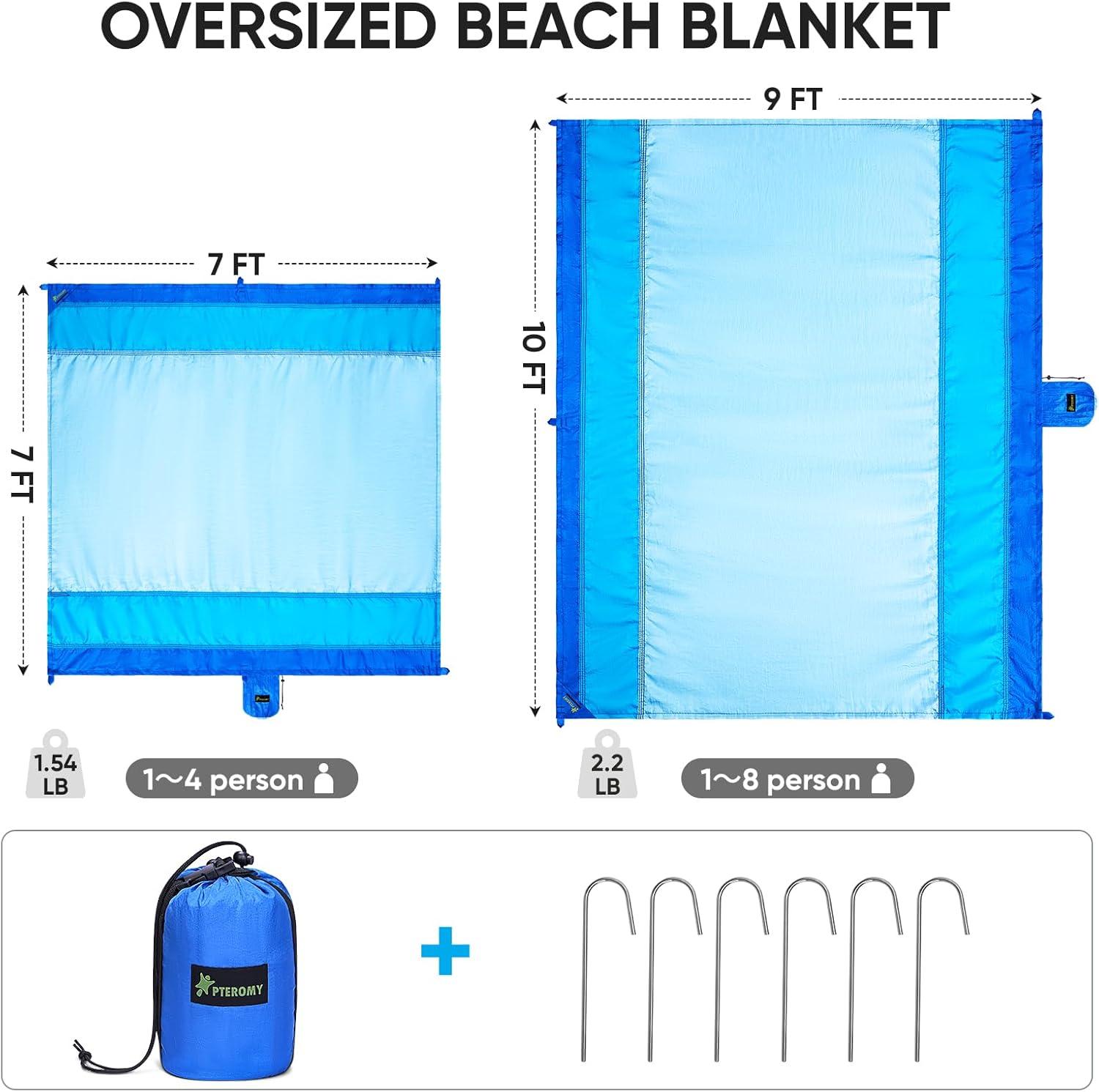 image:imagePTEROMY Beach Blanket Waterproof Sandproof 84 X 84Extra Large Beach Mat with Storage Bag Quick Drying Lightweight 6 Stakes Accessories for Picnic Travel 7x7 FT YellowPurple