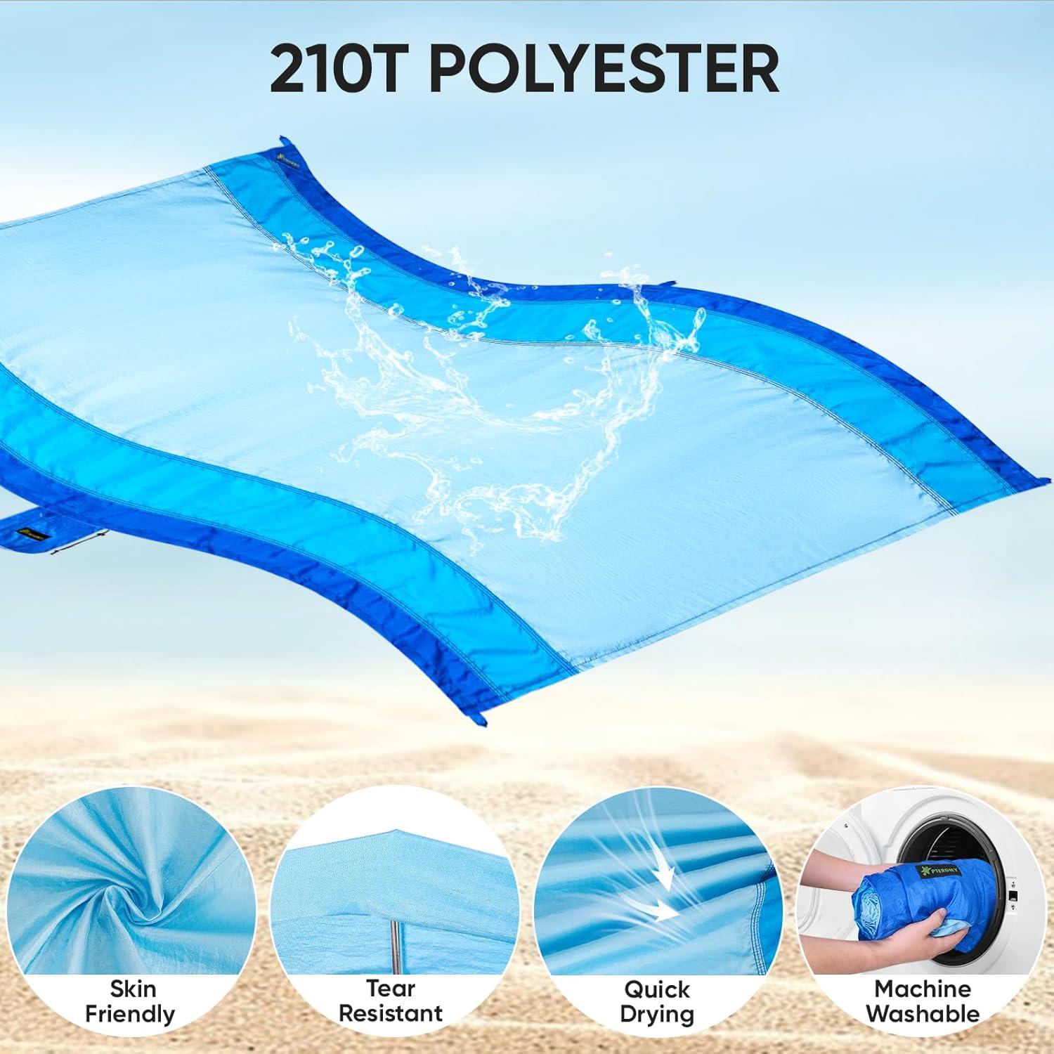 image:imagePTEROMY Beach Blanket Waterproof Sandproof 84 X 84Extra Large Beach Mat with Storage Bag Quick Drying Lightweight 6 Stakes Accessories for Picnic Travel 7x7 FT YellowYellow