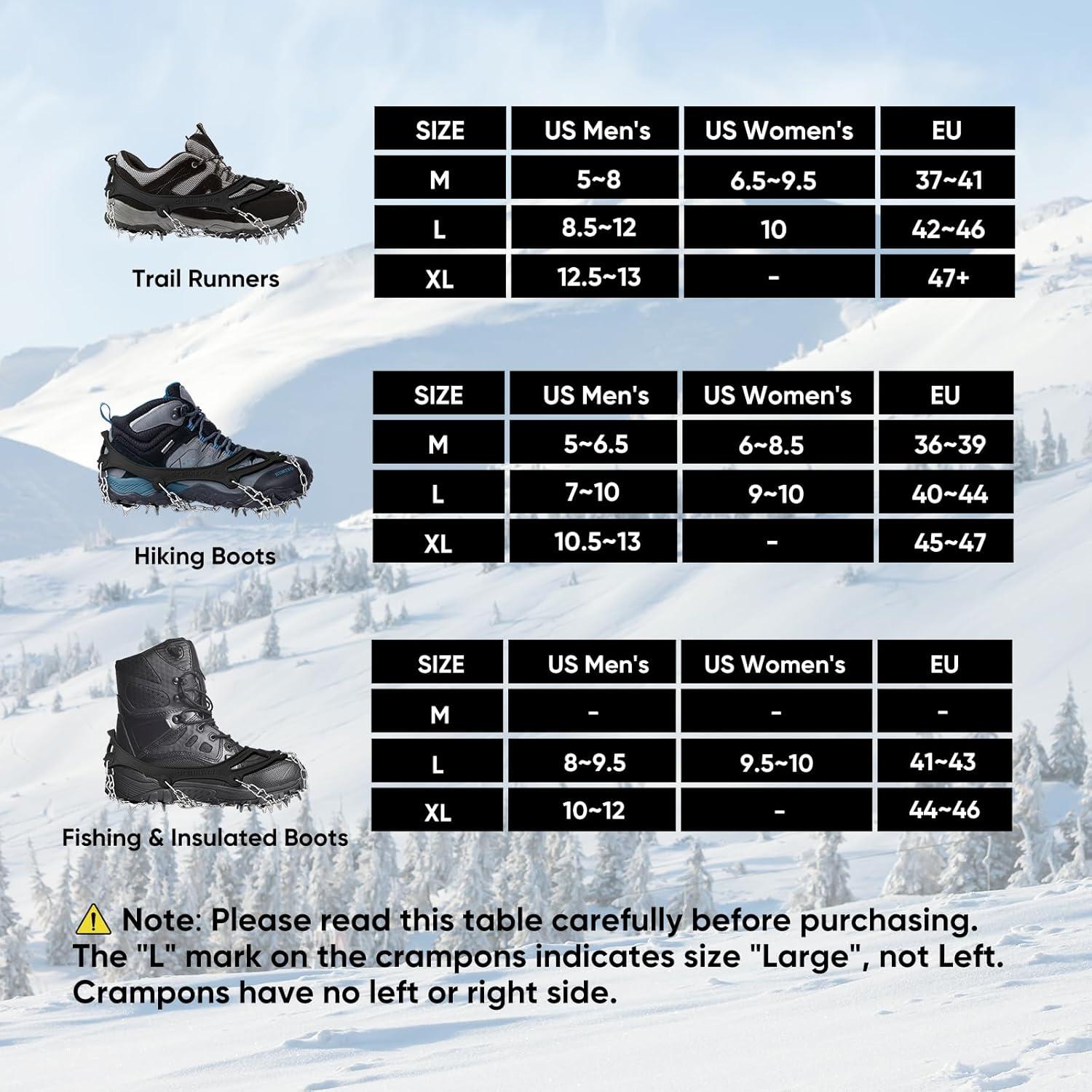 image:imagePTEROMY Crampons for Hiking Boots with 24 Stainless Steel Spikes Ice Cleats for Shoes and BootsMedium