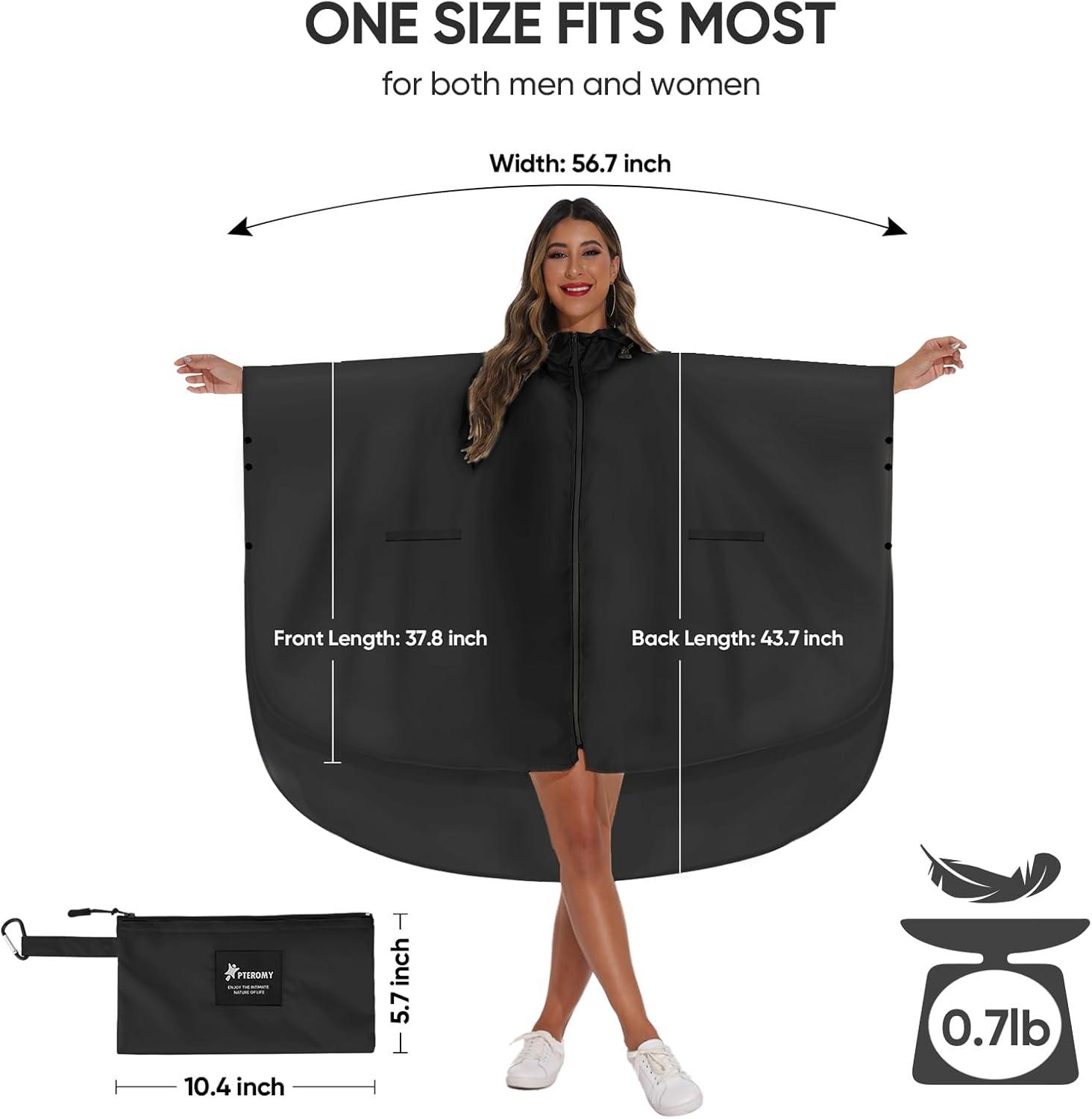 image:imagePTEROMY Hooded Rain Poncho for Adult with Pocket and Zipper Waterproof Lightweight Raincoat for Men and WomenAntique Foliage