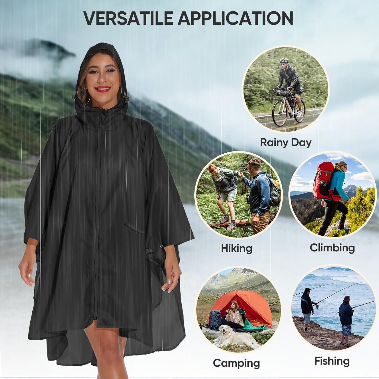 image:imagePTEROMY Hooded Rain Poncho for Adult with Pocket and Zipper Waterproof Lightweight Raincoat for Men and WomenBlossom Season