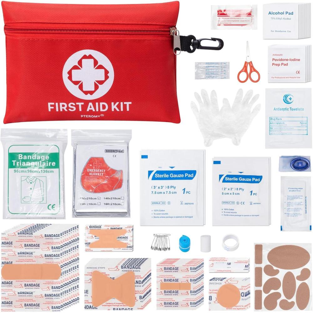 image:imagePTEROMY 150 Piece Mini First Aid Kit Portable Small Emergency Kits Compact 1st Aid Kit for Car Travel Home Camping Outdoor Hiking150PCS