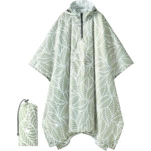 image:imagePTEROMY 3in1 Hooded Rain Poncho for Adult with Pocket Waterproof Lightweight Unisex Raincoat for Hiking Camping EmergencyAntique Foliage 14 Zipper