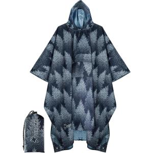 image:imagePTEROMY 3in1 Hooded Rain Poncho for Adult with Pocket Waterproof Lightweight Unisex Raincoat for Hiking Camping EmergencyFrost Abies