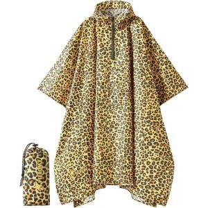 image:imagePTEROMY 3in1 Hooded Rain Poncho for Adult with Pocket Waterproof Lightweight Unisex Raincoat for Hiking Camping EmergencyLeopard 14 Zipper