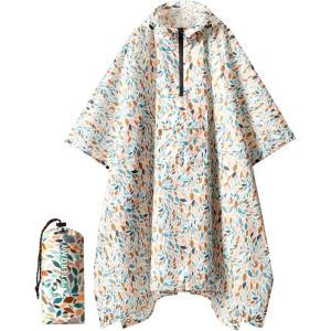 image:imagePTEROMY 3in1 Hooded Rain Poncho for Adult with Pocket Waterproof Lightweight Unisex Raincoat for Hiking Camping EmergencyMosaic 14 Zipper