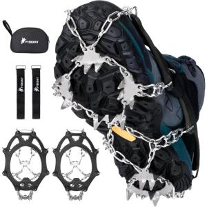image:imagePTEROMY Crampons for Hiking Boots with 24 Stainless Steel Spikes Ice Cleats for Shoes and BootsMedium