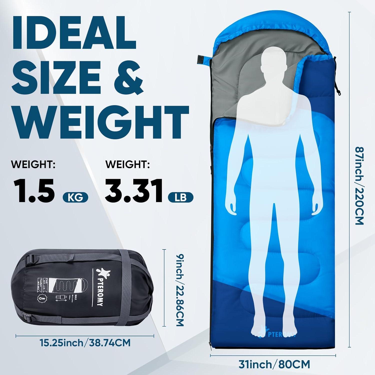 image:imagePTEROMY Hooded Rain Poncho for Adult with Pocket and Zipper Sleeping Bags for Adult