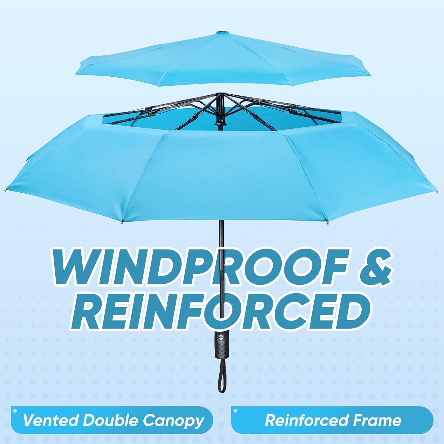 image:imagePTEROMY Hooded Rain Poncho for Adult with Pocket and Zipper Windproof Compact Travel Umbrellas for Rain and Sun1PK