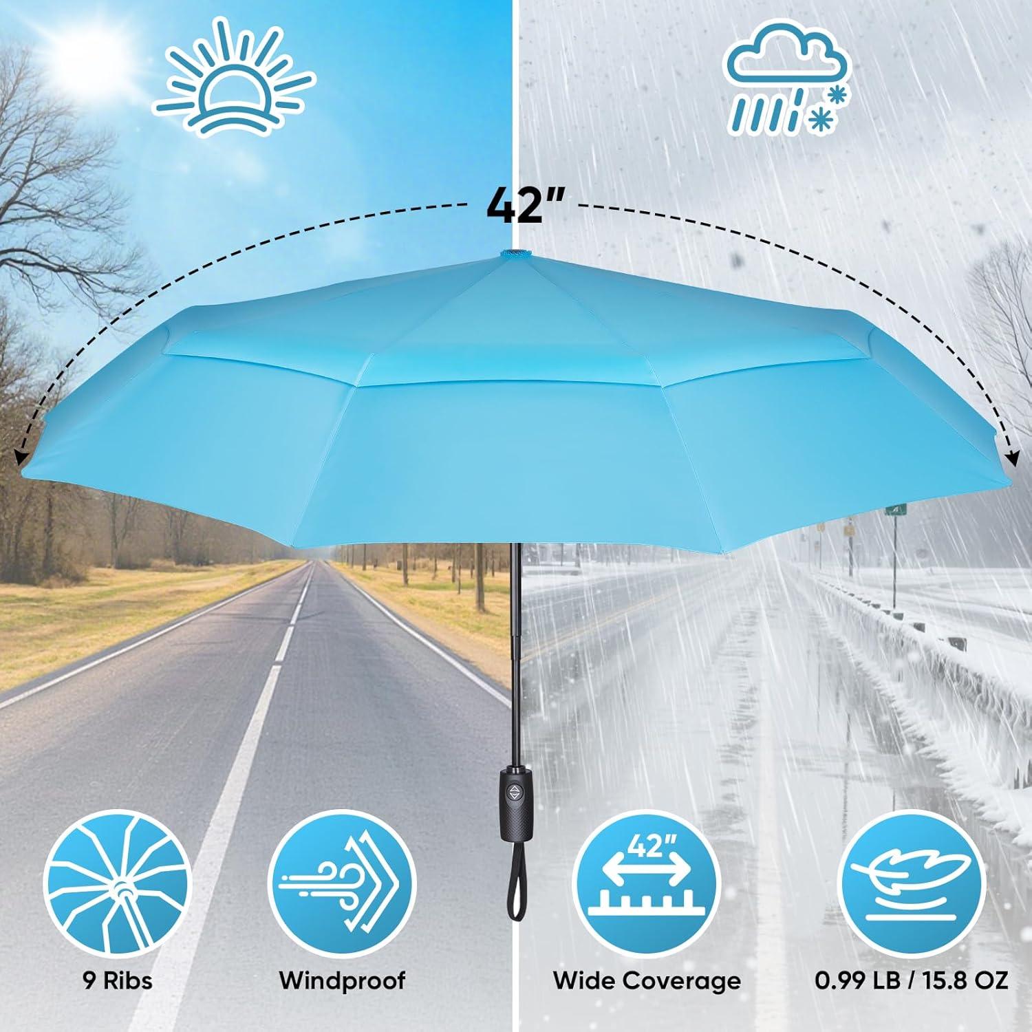 image:imagePTEROMY Hooded Rain Poncho for Adult with Pocket and Zipper Windproof Compact Travel Umbrellas for Rain and Sun1PK