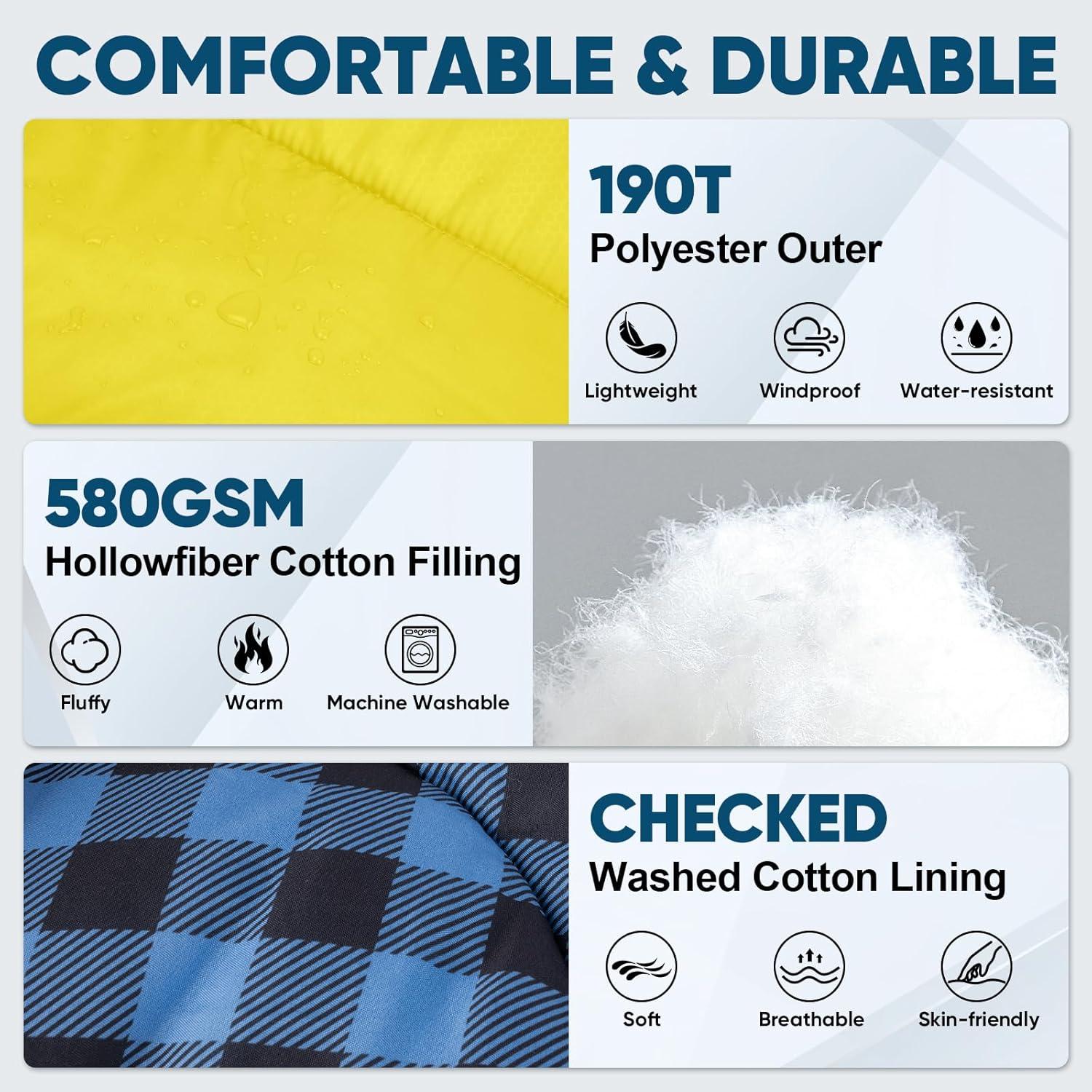 image:imagePTEROMY Sleeping Bags for Adults Lightweight and Machine Washable Water Resistant Backpacking Camping Sleeping Bag for Warm Cold Weather Camping Essentials for Hiking TravelYellow