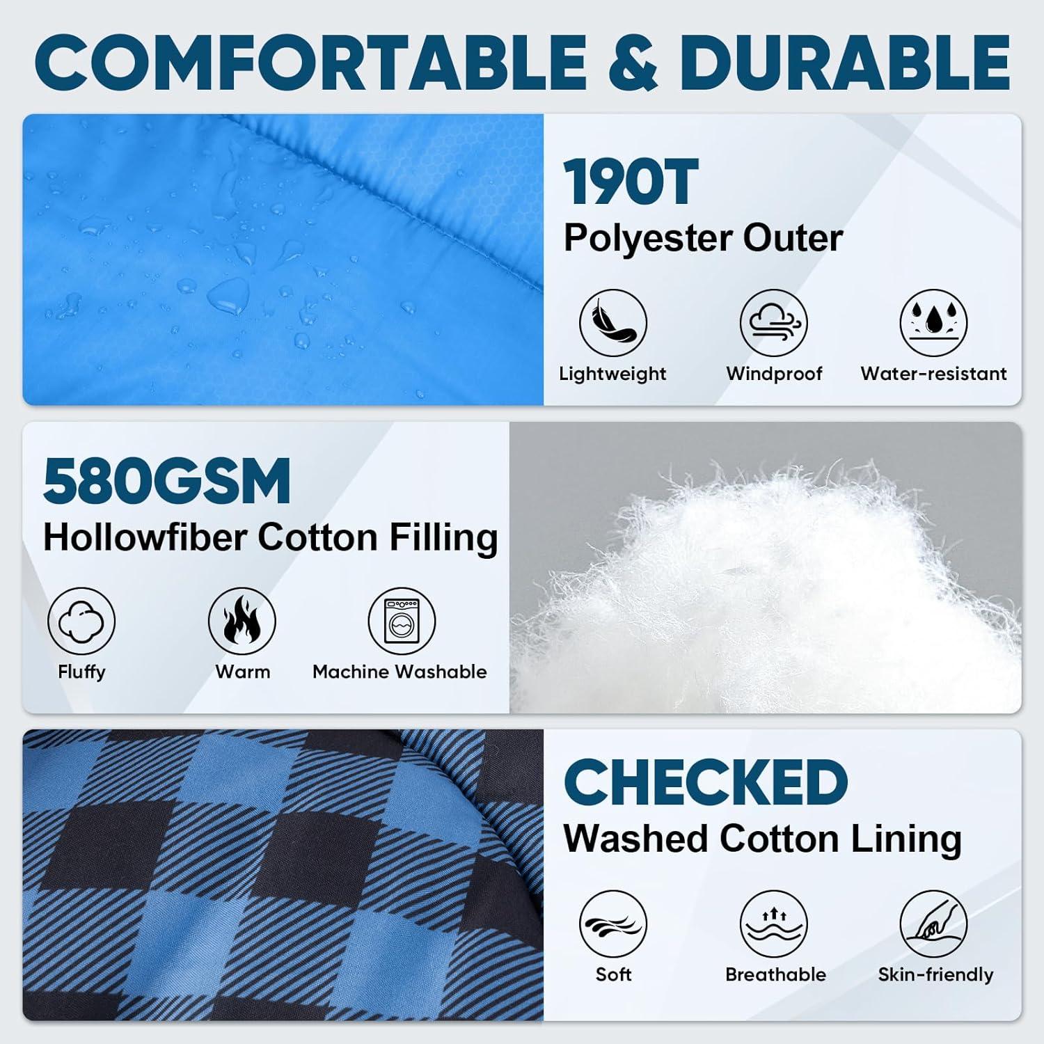 image:imagePTEROMY Sleeping Bags for Adults Lightweight and Machine Washable Water Resistant Backpacking Camping Sleeping Bag for Warm Cold Weather Camping Essentials for Hiking TravelBlue