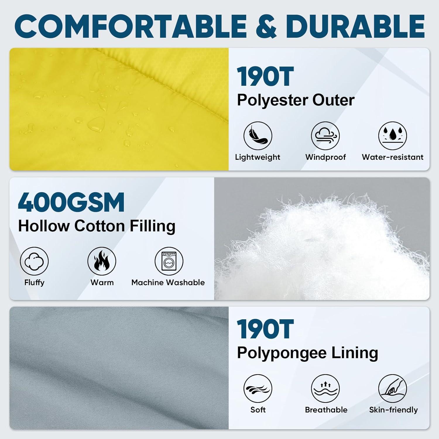 image:imagePTEROMY Sleeping Bags for Adults Lightweight and Machine Washable Water Resistant Backpacking Camping Sleeping Bag for Warm Cold Weather Camping Essentials for Hiking TravelYellow