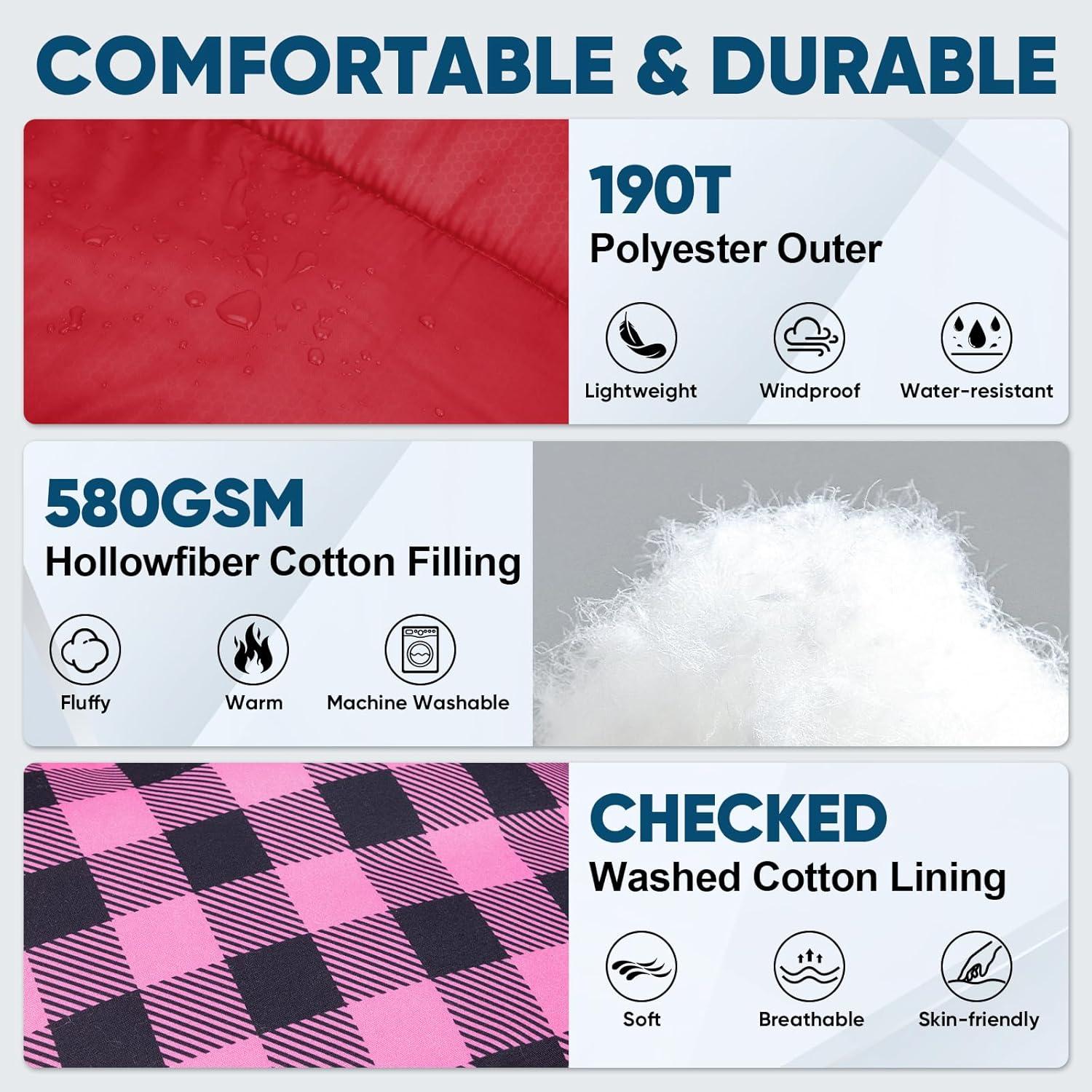 image:imagePTEROMY Sleeping Bags for Adults Lightweight and Machine Washable Water Resistant Backpacking Camping Sleeping Bag for Warm Cold Weather Camping Essentials for Hiking TravelRed