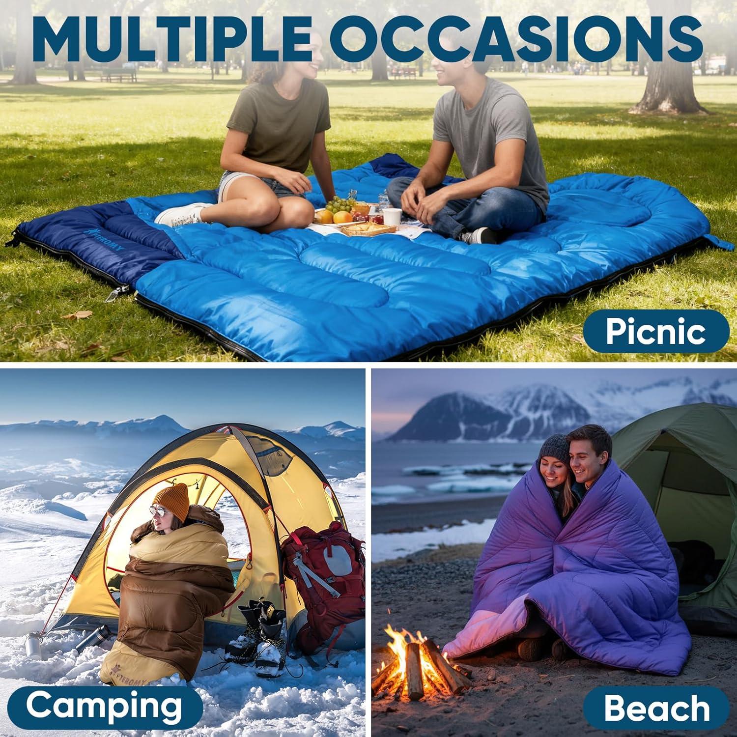 image:imagePTEROMY Sleeping Bags for Adults Lightweight and Machine Washable Water Resistant Backpacking Camping Sleeping Bag for Warm Cold Weather Camping Essentials for Hiking TravelRed