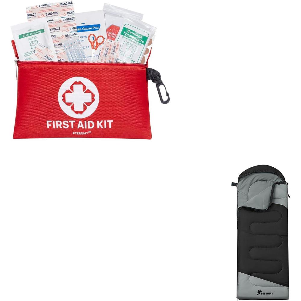 image:imagePTEROMY 150 Piece Mini First Aid Kit Sleeping Bags for Adults