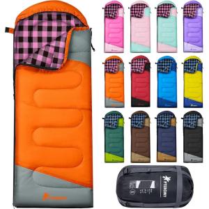 image:imagePTEROMY Sleeping Bags for Adults Lightweight and Machine Washable Water Resistant Backpacking Camping Sleeping Bag for Warm Cold Weather Camping Essentials for Hiking TravelOrange