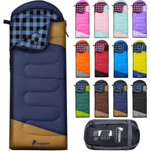 image:imagePTEROMY Sleeping Bags for Adults Lightweight and Machine Washable Water Resistant Backpacking Camping Sleeping Bag for Warm Cold Weather Camping Essentials for Hiking TravelNavy