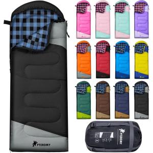 image:imagePTEROMY Sleeping Bags for Adults Lightweight and Machine Washable Water Resistant Backpacking Camping Sleeping Bag for Warm Cold Weather Camping Essentials for Hiking TravelBlack