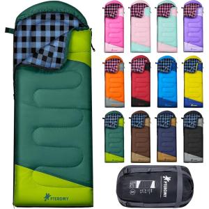 image:imagePTEROMY Sleeping Bags for Adults Lightweight and Machine Washable Water Resistant Backpacking Camping Sleeping Bag for Warm Cold Weather Camping Essentials for Hiking TravelGreen